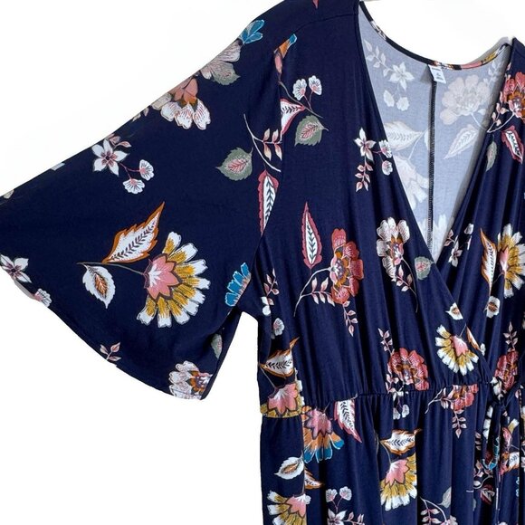 NWT Old Navy 3X NAVY Floral Faux Wrap Dress - Picture 3 of 15